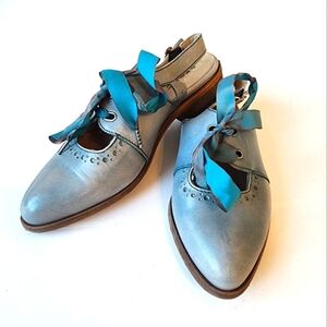 Dkode Blue Leather Sling Back Mule Shoes 36
